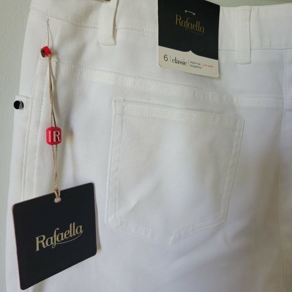 Rafaella Womens Classic Twill Higher Rise Straight Hip Slim Ankle Pants 6 White - Picture 4 of 7